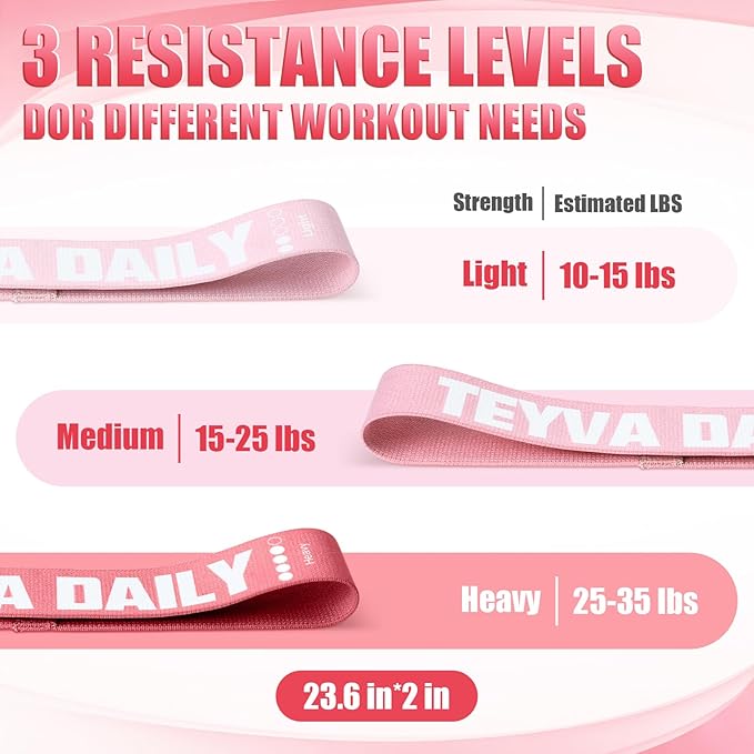12 Pcs Fabric Resistance Bands for Working Out Booty Exercise Bands Bulk for Leg Butt Hip Thigh Pink Elastic Non Slip Resistance Loop for Yoga Pilates Gym Studio