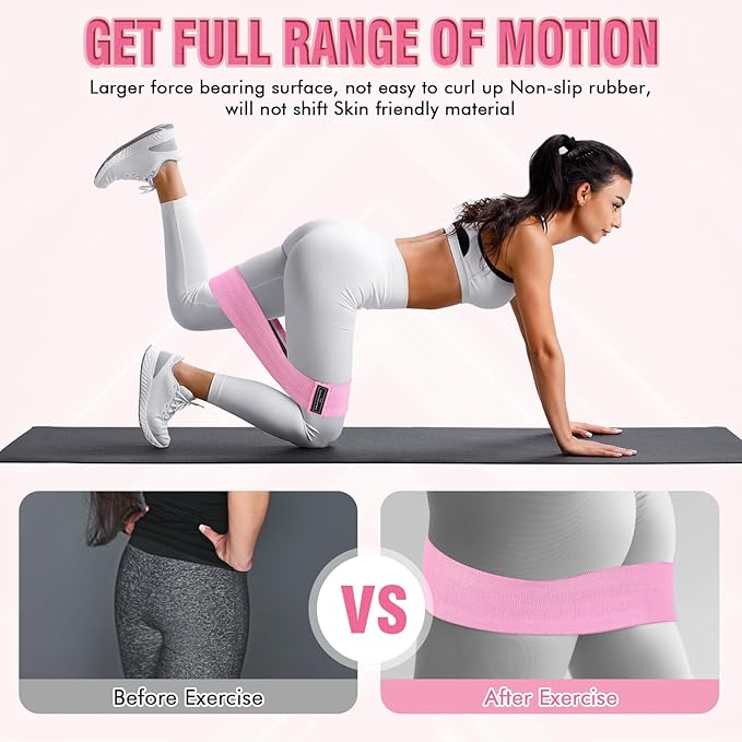 12 Pcs Fabric Resistance Bands for Working Out Booty Workout Stretch Exercise Bands Non Slip for Legs Squat Resistance Loop for Women Men Starter Butt Hip Thigh Fitness