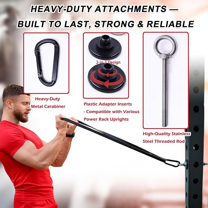 J Bryant 2PCS Power Rack Attachments for Resistance Bands Heavy Duty Squat Rack Accessories Fits 2"x2" & 3"x3" Uprights with 5/8" or 1" Holes Strength Training Compatible