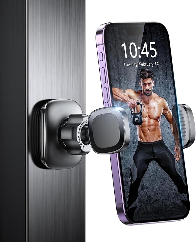 2026 Multi-functional Magnetic Phone Holder for Gym Golf Cart, 360° Rotatable Gym Phone Holder Camera Bracket Workout Record, or Any Metal Surface, Gym Magnet Phone Mount Fits for 4.7-7" Phones
