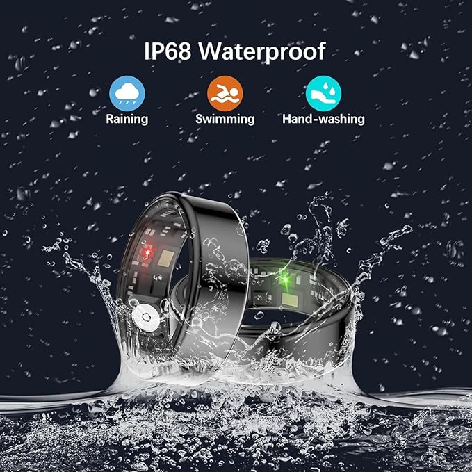 FKGZJF Smart Ring for Women Men, Fitness Ring with Heart Rate, Blood Oxygen, HRV, Stress, Sleep Tracker, Step Tracker, No Subscription Fee, lP68 Waterproof Smart Ring for iPhone & Android (Black 11#)