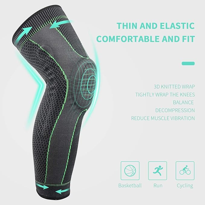 Full Leg Sleeves Long Compression Leg Sleeve Knee Sleeves Protect Leg, for Man Women Basketball, Arthritis Cycling Sport