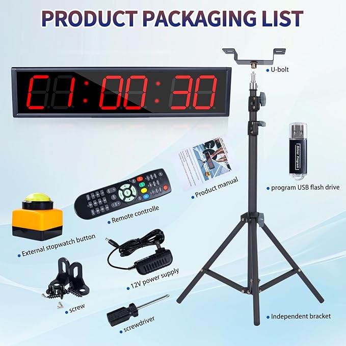 Independent Button Type 1.5-inch Fitness Room Rest Timer, Suitable for Gym Exercise/School/Home Exercise/Boxing Gym/Indoor Rock Climbing (4.2-inch Data PC Transmission Mode)