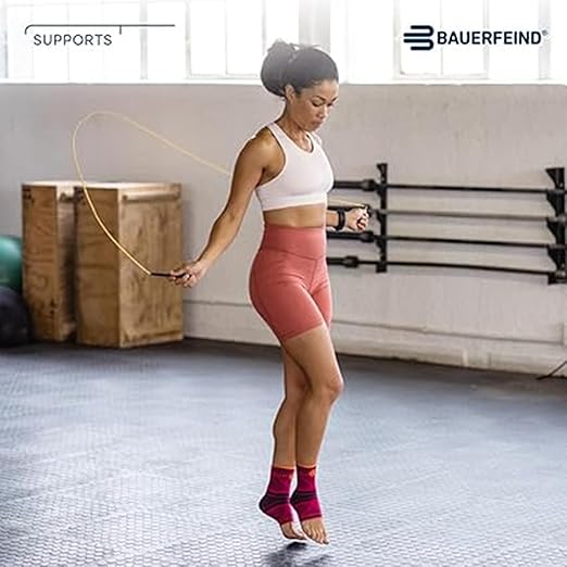Bauerfeind Sports Ankle Support Dynamic - Ankle Compression Sleeve for Freedom of Movement - 3D AirKnit Fabric for Breathability - Premium Quality & Washable (L, Rivera)