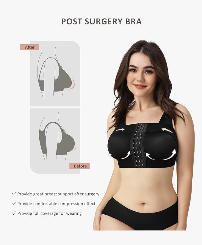 FeelinGirl Arm Shaper for Women Post Surgery Arm Lipo Compression Sleeves Slimming Arm Faja Front Closure Shapewear Bra