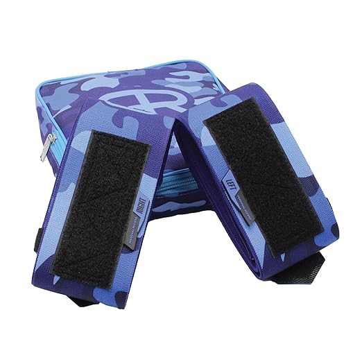 PR Personal Record Elbow Wraps for Weightlifting - Heavy Duty Construction, 25% More Elasticity, Reinforced Stitching, Extra Wide Fastener, Easy to Adjust, (Blue Camo)