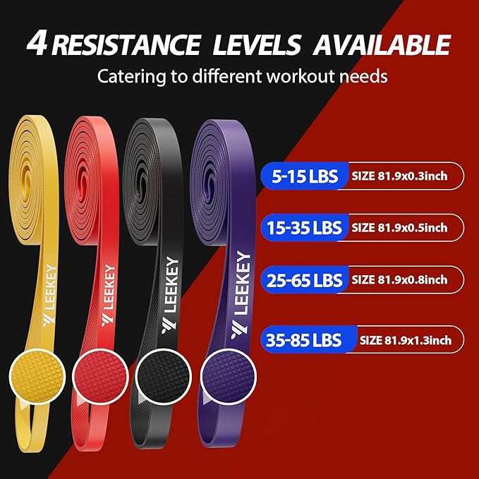 LEEKEY Resistance Bands, Exercise Bands with Bag, 5-85LB Home Strength Bands for Working Out, Travel, Gym Room, Physical Therapy - USA Original Patent