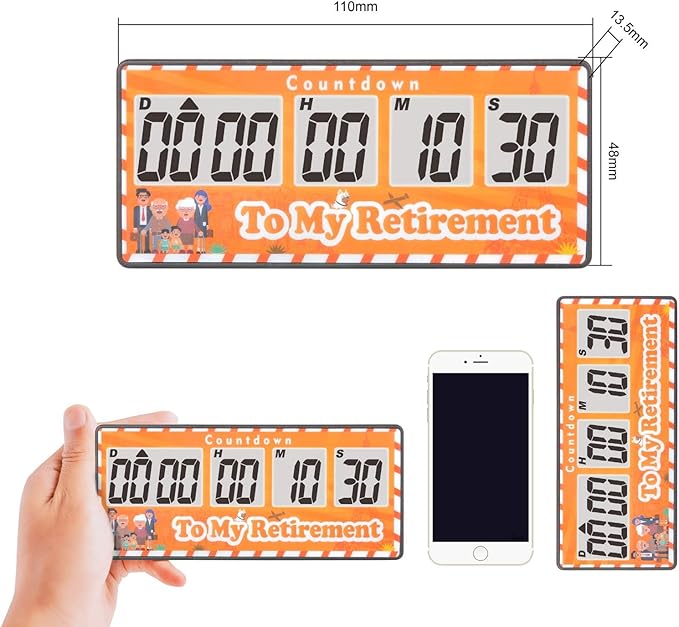 Jayron 9999-Day Digital Countdown and Stopwatch Timer with Loud Alarm, Magnetic Backing, Replaceable Batteries for Weddings, Retirements, Events, Yellow