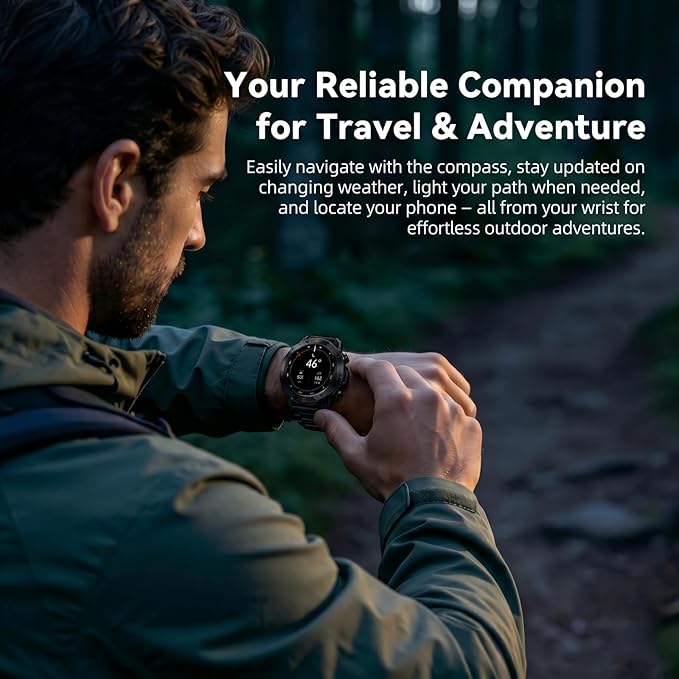 WalkerFit Rugged Military Smart Watch for Men, 1.43" AMOLED Tactical Fitness Tracker (Answer/Make Call), 5ATM Waterproof, Heart Rate/SpO2/Sleep Monitor, 178+ Sports Modes, for Android iPhone, 2 Bands