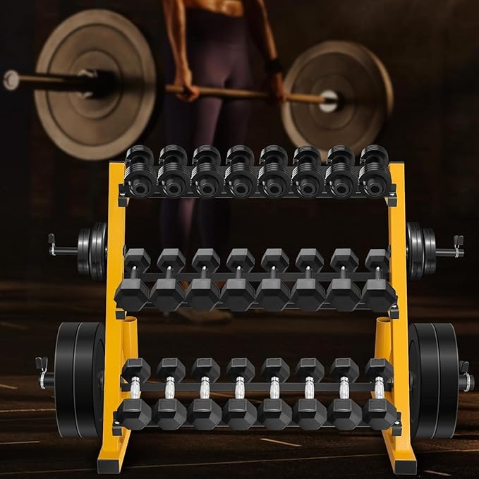 Heavy Duty 3 Tier Dumbbell Rack Multifunctional, Weight Rack For Dumbbells, Home Gym Equipment, Suitable For Storage Of Dumbbell, Kettle Bell, Barbell Plate, Barbell Bar