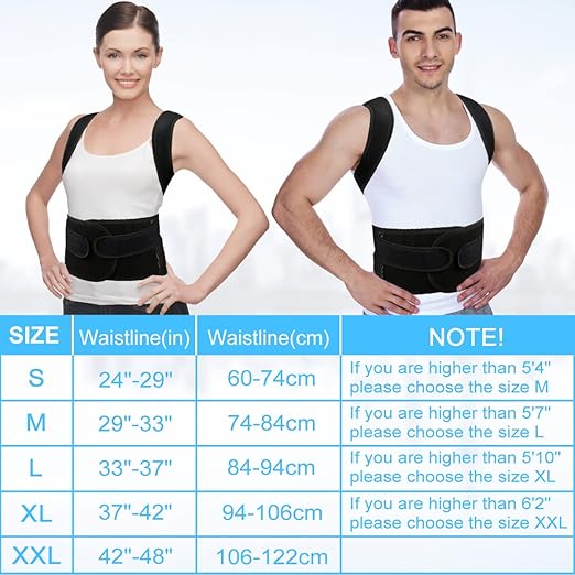PAZAPO Posture Corrector for Men&Women - Back Brace for Lumbar Support and Upright - Breathable Back Straightener Back Corrector Posture(Large(33-37 Inch))