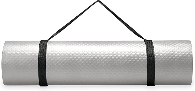 Champion 10mm Exercise Mat, Cushioned Non-Slip Workout Mat with Textured Base for Yoga, Pilates, Stretching & Floor-Based Training, Lightweight NBR Material, Includes Carry-On Strap