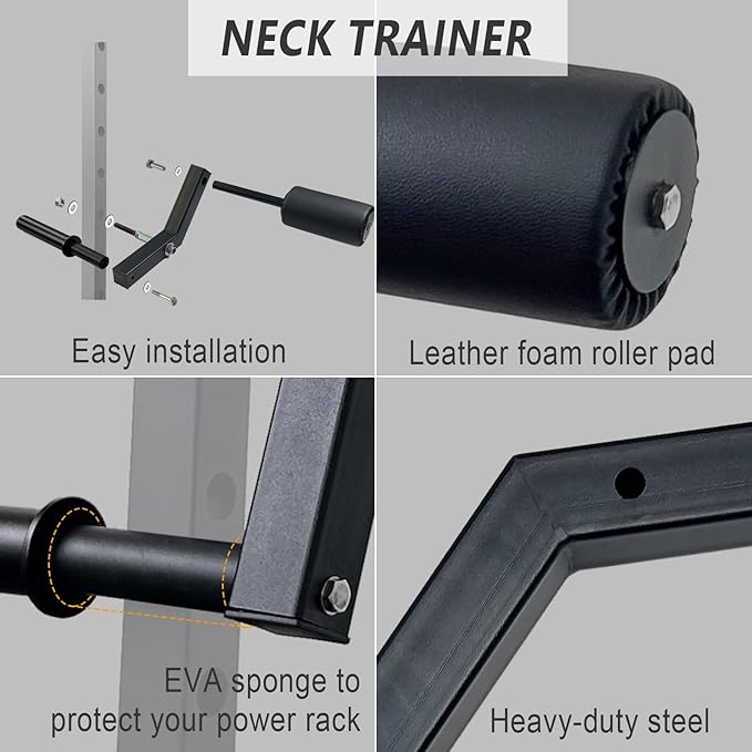 BLUSLM Upgraded Rack Mount Neck Traniner, Neck Machine Strengthener for Muscles Training, Neck Workout Equipment Power Rack Attachment for Home Gym Fitness