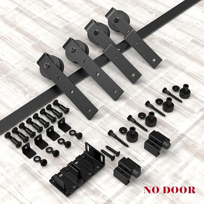 4.5FT Mini Bypass Barn Door Hardware Kit for 2 Doors, Small Cabinet Barn Door Hardware Track Kit for Cabinet, TV Stand, Cupboard (No Cabinet)