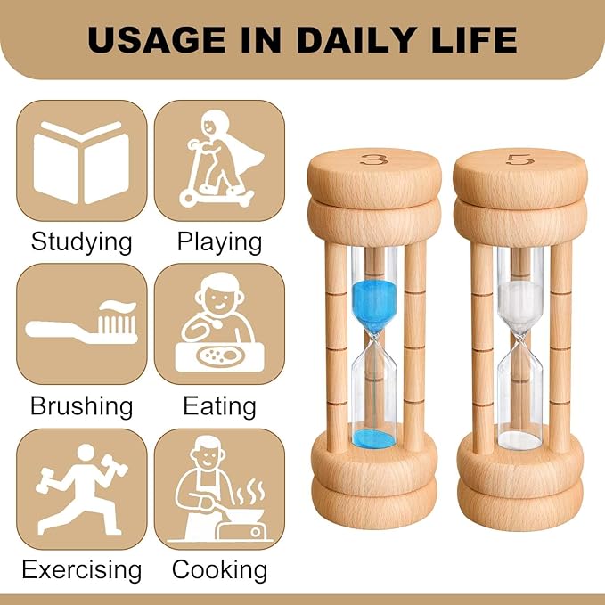 Wood Sand Timer,2 Minute Wooden Hourglass,Blue Sandglass 2 Min, Mini Sand Clock,Reloj de Arena 2 Minuto for Toothbrush Timer,Cooking,Baking,Game, Gift