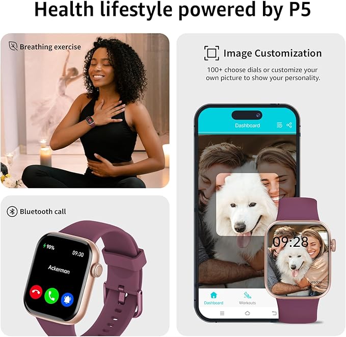 Smart Watch for Men Women Answer/Make Call, 1.85" Smartwatch, Fitness Watch with Heart Rate Blood Pressure Sleep Monitor, 140+Sports, IP68Waterproof Step Counter Compatible with Android IOS DeepPurple