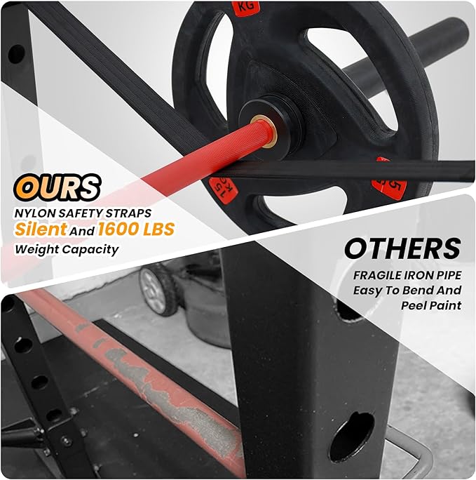 GarveeLife Power Cage, Multi-Function Squat Rack with LAT Pulldown, 1600 LBS Weight Capacity Fitness Power Rack with Cable Pulley System and j-Hooks, Dip Bars and Landmine Attachment for Home Gym