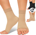 ACTINPUT 2 Pack Ankle Brace Compression Sleeve 8-15 mmHg Open Toe Сompression Socks Women&Men for Swelling,Plantar Fasciitis,Sprain Black/Beige L/XL