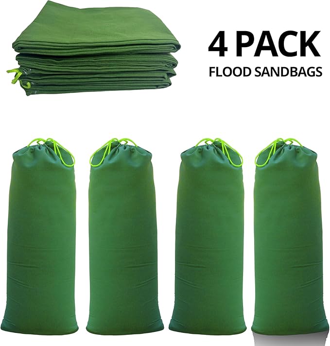 Betus Heavy-Duty Sandbags for Flooding – 28''x12'' Water Barrier Canvas Bags with Tie String, Reusable for Flood Control & Outdoor Weighting, Pack of 4