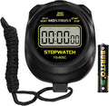 Digital Simple Stopwatch Timer, Single Lap Countdown Timer with On/Off, AAA Battery (Included) for Kids Students Coaches, Black