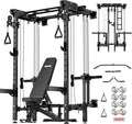 JEEKEE Folding Wall Mounted Power Rack with 180LB Weight Stack, 2400LB 2×3 Heavy Duty Squat Rack, Dual Cable Crossover System 1:1 Ratio, Functional Trainer for Home Gym Small Space,Black
