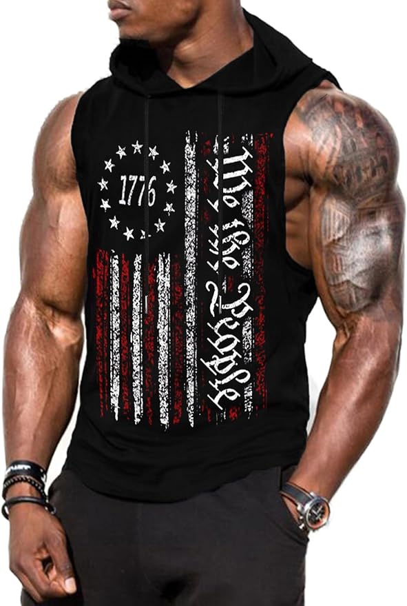 Babioboa Men's Workout Hooded Tank Tops Sports Training Sleeveless Gym Hoodies Bodybuilding Cut Off Muscle Shirts