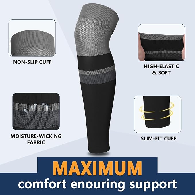 CTHH 3 Pairs Calf Compression Sleeves for Men & Women – Footless Compression Socks Leg Sleeve Support for Shin Splints