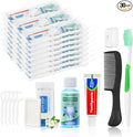 30 Set Personal Care Travel Toiletries Sets Bulk,8-IN-1 Disposable Toothbrushes with Toothpaste and Floss,Mouthwash,Comb,Soap,Cover,Zip Bag Toiletry Travel Toothbrush Kit for Homeless,Hotel,Charity