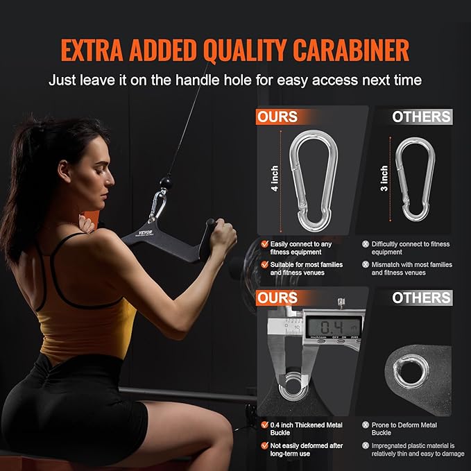 VEVOR LAT Pulldown Attachments, Cable Machine Rowing T-bar V-bar Tricep Pull Down Bar, Back Strength Training Rubber Coated Handle Grip, Bicep Curl Tricep LAT Pulldown Bar for Home Gym Fitness