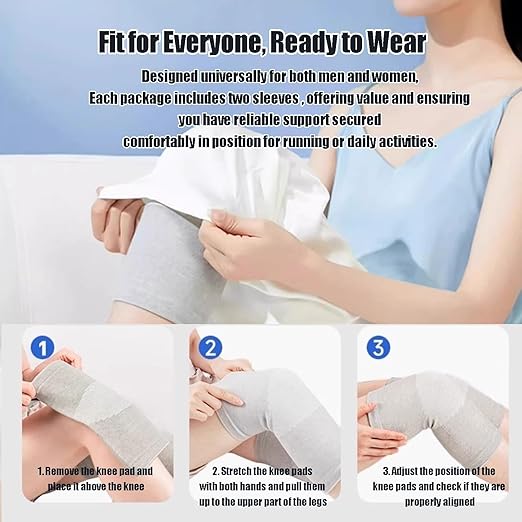 Bamboo Charcoal Compression Knee Sleeve - Elastic Knee Braces Pads Warmers Protective Knee Support for Arthritis and Runners (Gray+Black, Medium)