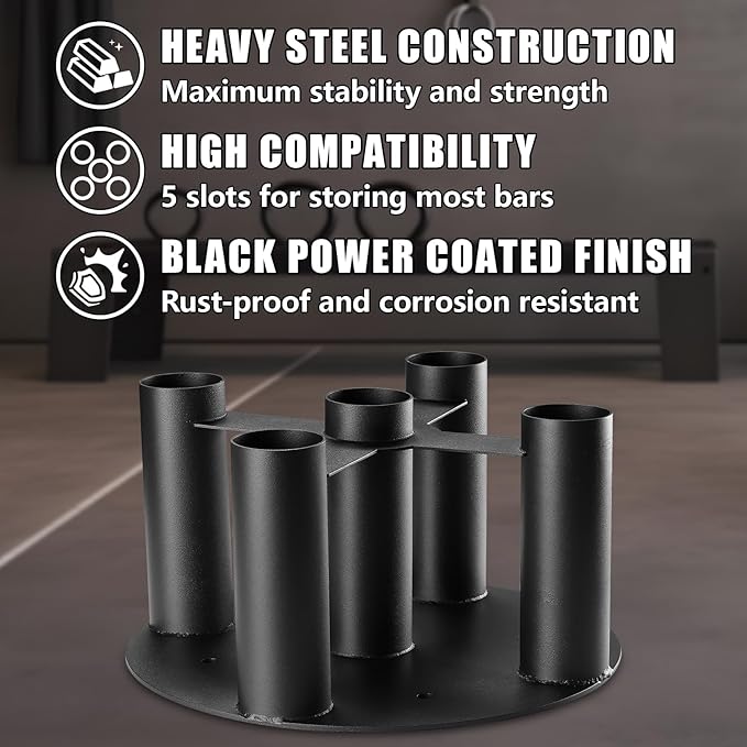 Barbell Holder Storage Rack, Heavy Duty Vertical Barbell Stand for Home and Commercial Gym, Fit 2-inch Olympic Bars, Curl Bars, Hex Bars, Corner Floor Stand