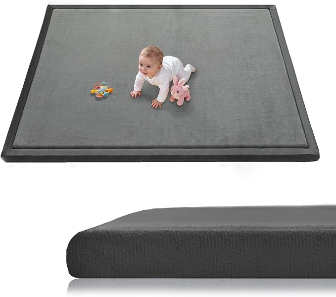 RONGFA Baby Play Mat for Floor,1.3" Thick Elasti-Foam Playpen Mat for Tummy Time, Easy Care with Non-Slip Cushioned for Infant,Kids and Toddler Crawling