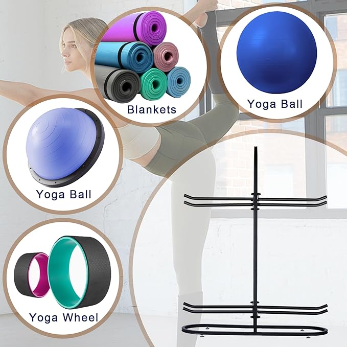 Stabilising Ball Rack,Exercise Ball Holder,Medicine Ball Rack and Yoga Ball Storage Suitable for Stability Ball,Yoga Mats Home Gym and Commercial Gym