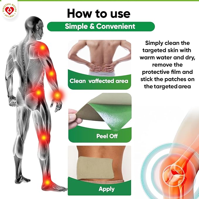 XL Heat Patches for Back - Extra Large Soothing Warming Plaster with Ginger, Capsicum & Wormwood - Premium Herbal Body Patches for Back, Shoulders & Waist - Long Lasting Stays in Place 9.5"x6.3" (5ct)