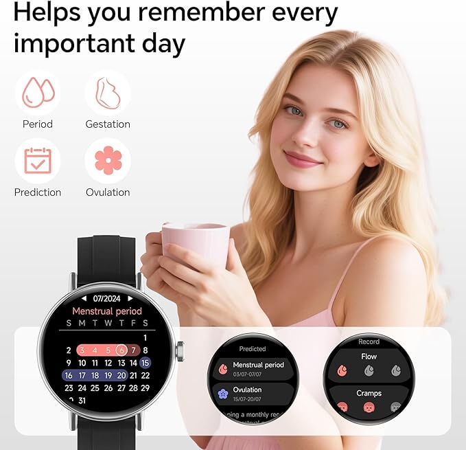 Yoever Smart Watches for Men Women,1.57"HD 43mm Smartwatch for iPhone/Samsung/Android,(Answer/Make Call),Fitness Tracker with Heart Rate/SpO2/Sleep Monitor,IP68 Waterproof,110+ Sport Mode,with 2 Bands