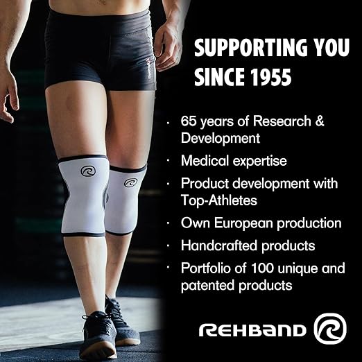 Rehband Knee Sleeve 3mm Neoprene, Lightweight Knee Brace for Endurance and Ball Sports, Unisex Compression Starter Knee-Sleeves, Breathable Running Knee Support, Colour:Black/Red - 1 Pair, Size:Large