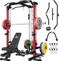 JELENS SR01 Smith Machine, 2000LBS Multi-Function Power Cage with LAT Pulldown System, All-in-One Home Gym Squat Rack with Smith Bar and Training Attachments for Full Body Workouts