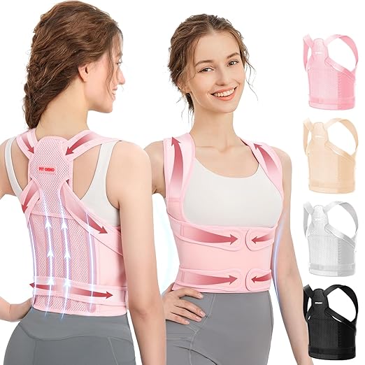 Fit Geno Back Brace Posture Corrector for Women: Shoulder Straightener Adjustable Full Back Support Upper and Lower Back Pain Relief - Scoliosis Hunchback Hump Thoracic Spine Corrector (Large)