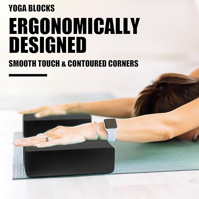 2 Pcs Yoga Blocks, 9"x6"x3" Foam Blocks Yoga Props for Pilates Stretching and Meditation Exercise Blocks Lightweight Yoga Essentials