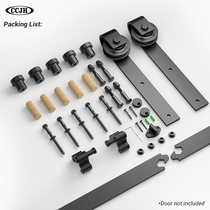 CCJH 9FT Sliding Barn Door Hardware Kit Heavy Duty for Max 55'' Wide Single Wooden Door