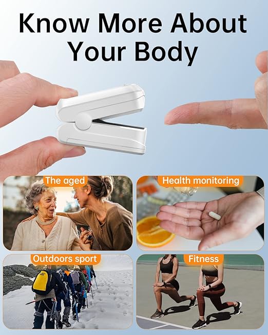 HOLFENRY Pulse Oximeter Fingertip - HOLFENRY Oxygen Monitor Fingertip Mini SpO2 Pulse Oximeter Oxygen Saturation Monitor for SpO2/Heart Rate/PI Pulse Ox
