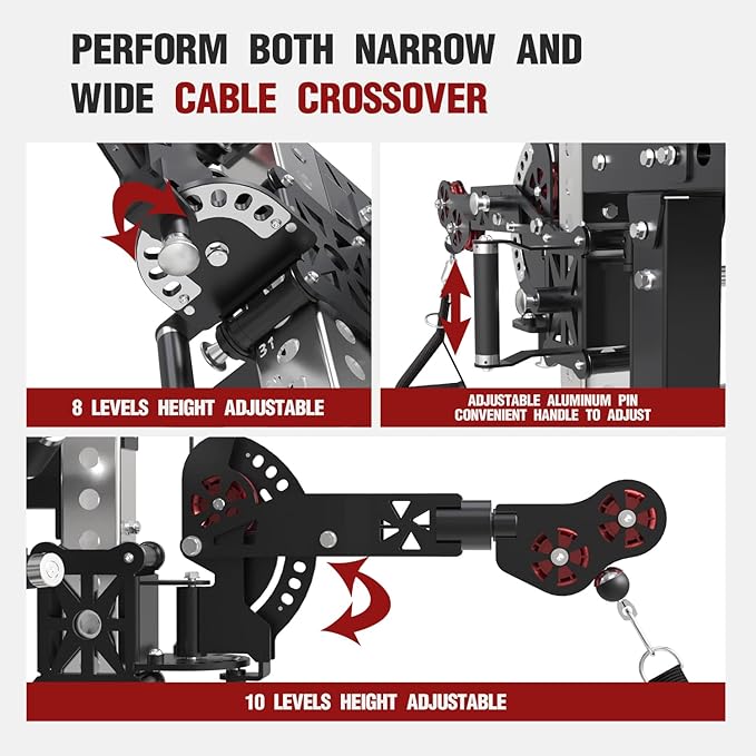 Commercial Smithe Machine with Dual Weight Stacks, Power Cage Squat Rack with Lever Arm & Leg Press Attachment, Multi-Function Linear Bearing Cable Crossover Machine for Home Gym