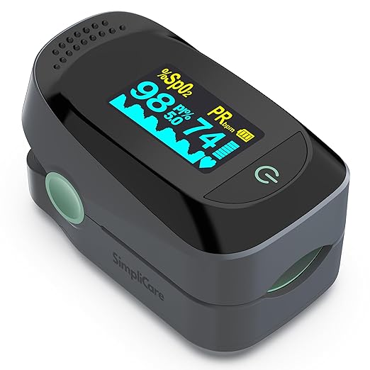 Fingertip Pulse Oximeter, Blood Oxygen Monitor SpO2 O2 Sensor & Heart Rate Monitor, Pulse Ox with PI & Plethysmograph, Color OLED Display 4-Way Rotation, 40H Battery, EVA Case (C101A2)