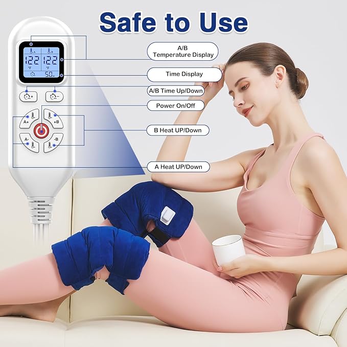 Heating Pad for Knee Pain Relief,Knee Heating Pad for Pain Relief,Adjustable Heat Therapy Warmers with Auto Shut-Off,Heated Knee Brace Wrap for Injury Arthritis Soreness Swelling