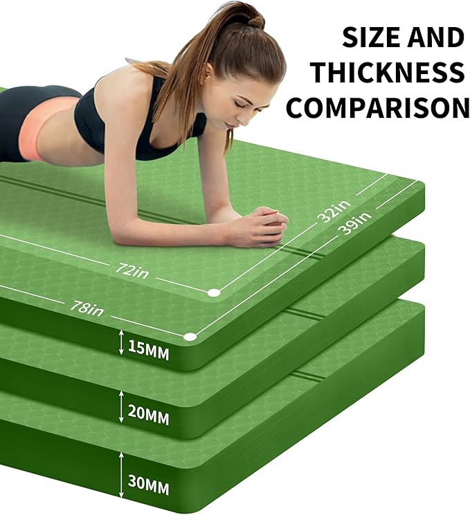 nuveti Large Exercise Mat - 15mm/20mm/30mm Thick Yoga Mat | Workout Mat for Fitness, Yoga, Pilates, Stretching & Floor Exercises for Women & Men with Free Carrying Bag