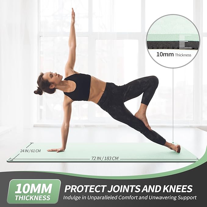 CAMBIVO Yoga Mat for Women Men Kids, 1/3 & 1/4 & 2/5 Inch Extra Thick Yoga Mat Non Slip, 72" x 24" TPE Yoga Mats, Workout Mat with Carrying Strap for Yoga, Pilates and Floor Exercises