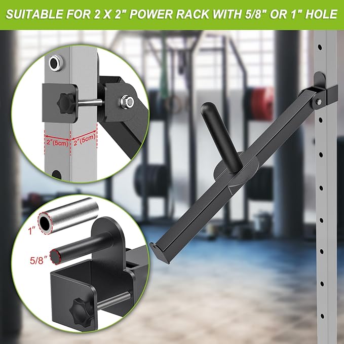 Kipika Power Rack Attachment for 5/8" & 1" Holes - Heavy Duty Home Gym Equipment for 2x2 or 3x3 Squat Rack, Adjustable and Easy to Install