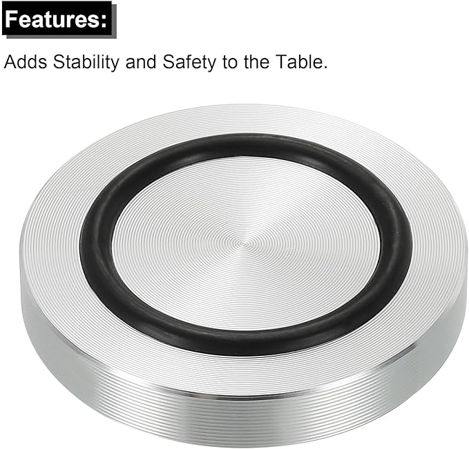 uxcell M8 Thread 50mm / 2" Dia 8mm Thick Aluminum Circle Disc Glass Top Adapter 4pcs Round Solid Table Feet Pad Plate Hardware with Anti-Slip Rubber Ring