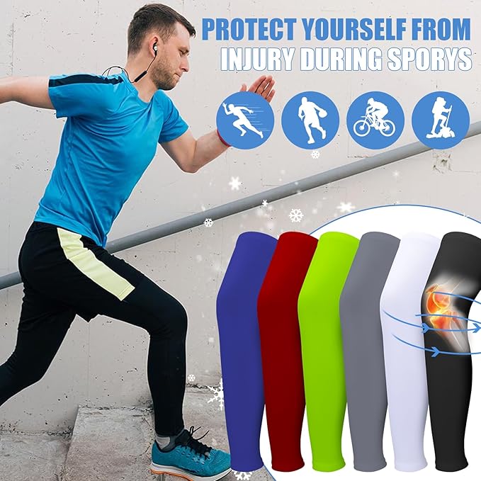 3 Pairs Leg Sleeves,Full Length Leg Compression Sleeve,Sports Leg Knee Sleeve with Anti Slip Silicone Strips
