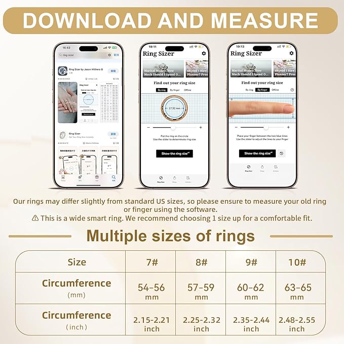 Smart Ring for Women& Men, Fitness Ring & Sleep Tracker Health Tracker With Heart Rate & Blood Oxygen Monitor, Step Counter Ring,IP68 Waterproof, No Subscription Fee for IOS & Android (Silver, #10)